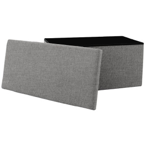 Пейка с кутия за съхранение за антре текстил Greatness сива 76x38x38см - Img 3