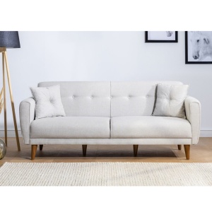 Разтегателен диван за 3 места Ария Крем 205x85x80 см - Img 2
