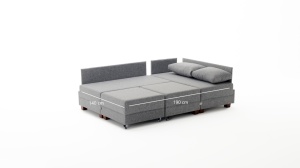 Разтегателен ъглов диван ляв ъгъл Fly Сив 140x190x0 см - Img 9