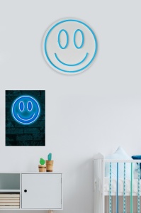 Светеща LED декорация за стена Smiley Синя 27 см - Img 4