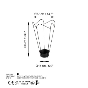 Стойка за чадъри GED-016 Black 37x60x15 cm - Img 6