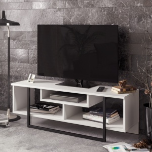 ТВ шкаф Асал (120) - Бял, Черен