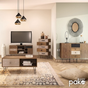 ТВ шкаф Boho Орех - Черен - Img 3