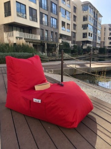 Фотьойл за градина пухен beanbag Daybed червен - Img 3