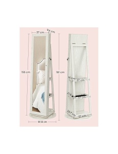 Шкаф за бижута със заключване, Songmics, Огледало, JBC62W, 38 x 161 x 38 см - Img 7