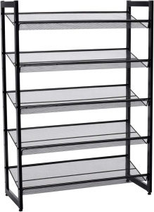 Шкаф за обувки, Songmics, 5 рафта, 15-20 двойки, Черен, 30.5 x 74 x 103.8 см - Img 2