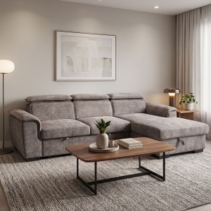 Coltar extensibil stanga, Lemance, Gri, 255x168x82 cm