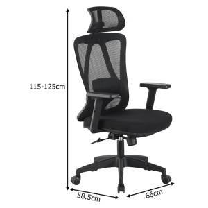 Scaun de birou, Magida, Pako, Negru 58.5x66x125 cm - Img 7