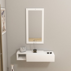 Висяща конзола с огледало Vien White 82x15.8x29.6 cm