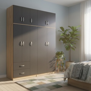 Гардероб с 5 врати, Athos I V23, антрацит, 170x42x240 см