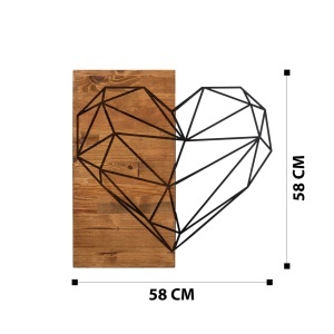 Декоративен дървен и метален аксесоар за стена Heart Black 58x58 cm - Img 7