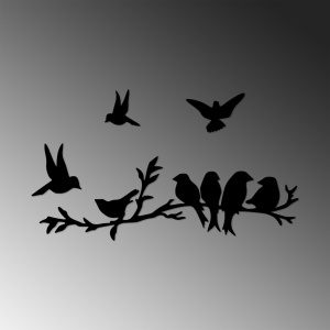 Декоративен метален аксесоар за стена Bird Community Black 13x13 cm - Img 4