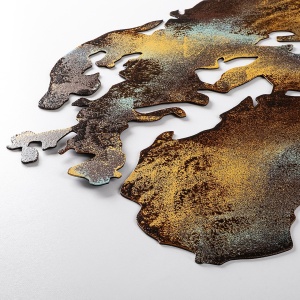 Декоративен метален аксесоар за стена World Map Medium Multicolour 150x59 cm - Img 6