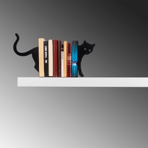 Декоративна метална поставка за книги Kitap Cat Kitap tutucu Black 35x14x22 cm - Img 2