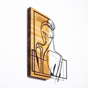Картина от дърво и метал Жена Черен 39x3x50 см - Img 3