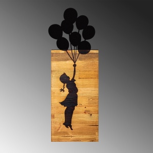 Картина от дърво и метал Child Черен 30x86x3 см - Img 6