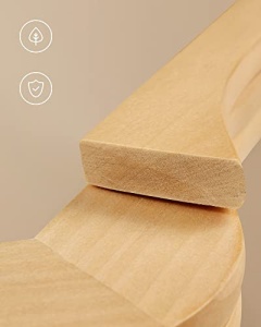 Комплект от 10 дървени закачалки, Songmics, Натурален-Сребрист, 44.5x23x1.2 см - Img 3