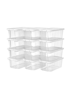 Комплект от 12 кутии за съхранение на обувки, Songmics, LSP12WT, Прозрачни - Img 1
