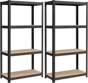 Комплект от 2 метални рафта, Songmics Cozory, черен, 40x80x160 см