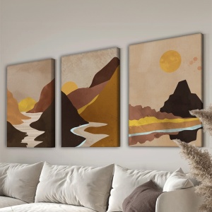 Комплект от 3 картини с рамка, Elthar, многоцветен, 50x2002x70 см