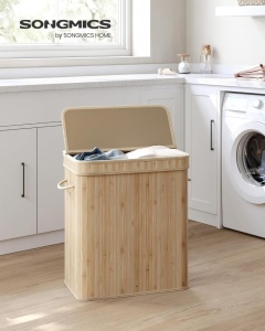 Кош за пране Songmics Бежов LCB063N01 54.5 x 34.5 x 61 см - Img 4