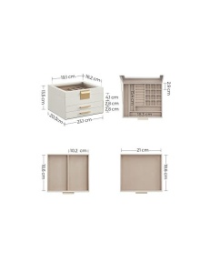 Кутия за бижута, Songmics, 3 слоя, 2 чекмеджета, JBC239WT, Бял-Златен - Img 6