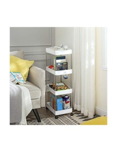 Подвижен шкаф за съхранение, Songmics, Бял, KSC10WT, 40 x 22 x 86 см - Img 3