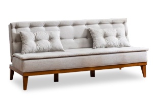 Разтегателен диван за 3 места PWF-0179 текстил кремав 180x80x78см - Img 1