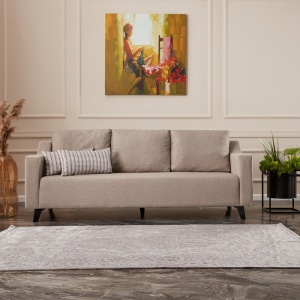 Разтегателен диван за 3 места PWF-0592 текстил крем 230x90x74см - Img 2