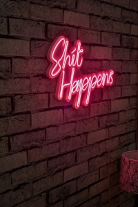 Светеща LED декорация за стена Shit Happens Розова 45x29x2 см - Img 2