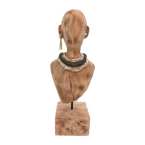 Статуетка бюст Ebia от мангово дърво и метал в естествен цвят 17x12.5x44 cm - Img 1