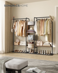 Стенд за дрехи, SONGMICS HOME, натурален, 33.8x163.6x175.3 см