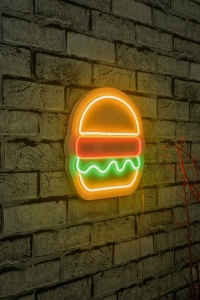 Стенна LED декорация, Hamburger, многоцветен, 28x27x2 см - Img 2