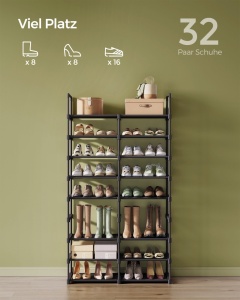 Стойка за обувки Songmics черна 86.9x29.5x29.5x157.6 cm - Img 4