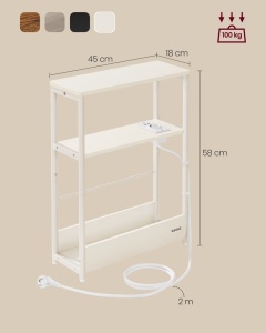 Странична маса с гнездо Vasagle White 45x18x58 cm - Img 6