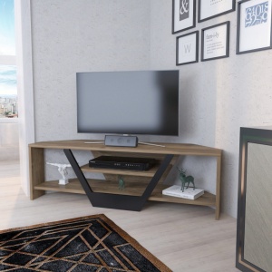 ТВ шкаф Sares - Орех, Черен - Img 3