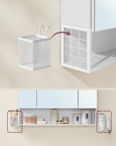 Шкаф за баня с огледало White Vasagle 70x16.5x75 cm - Img 7