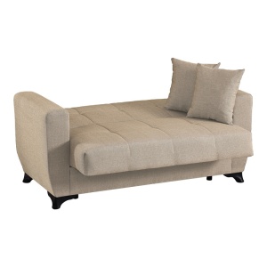 Canapea extensibila cu 2 locuri si spatiu de depozitare, Modesto, Pako, Crem 153x84x86 cm - Img 4