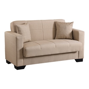 Canapea extensibila cu 2 locuri si spatiu de depozitare, Vox, Pako, Bej 150x84x83 cm - Img 2