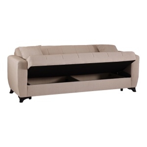 Canapea extensibila cu 3 locuri si spatiu de depozitare, Modesto, Pako, Crem 213x84x86 cm - Img 3