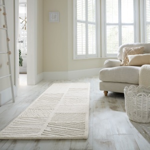 Covor traversa Sculptured Blocks Alb 80x230 cm