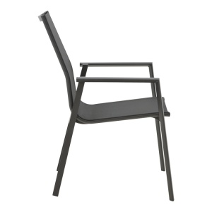 Градински стол Dashiell черен метал черен текстилен черен 71x58x94 cm - Img 3