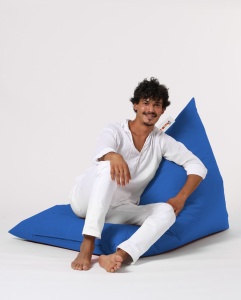 Градински фотьойл с пуф Pyramid Blue 145x90x35 cm - Img 11