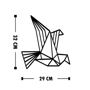 Декоративен дървен и метален аксесоар за стена Oragami Black 26x32 cm - Img 4