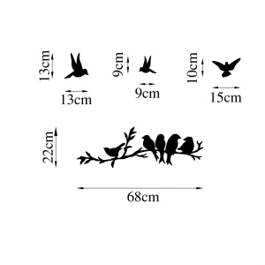 Декоративен метален аксесоар за стена Bird Community Black 13x13 cm - Img 5