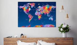 Картина от корк - Световна карта: Артистична фантазия 90x60 см - Img 2