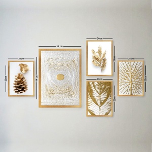 Комплект картини на платно (5 броя) SET_130 Многоцветен 24x29 cm - Img 2