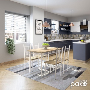 Комплект маса и столове Роза 5 части Сонома - Бял гланц 120x70x75 см - Img 2