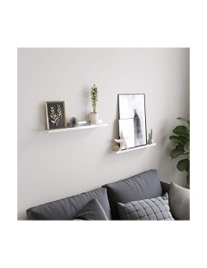 Комплект от 2 висящи рафта, Songmics, LWS60WT, бял, 60 x 10 cm - Img 3