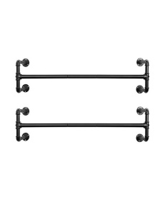 Комплект 2 стени за дрехи за монтаж на стена, Songmics, 110 x 30 x 29.3 см, HSR64BK-02 Черен